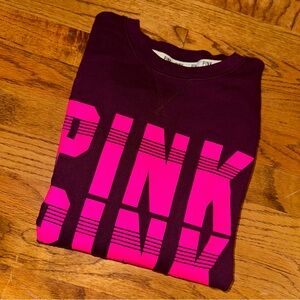 Victoria’s Secret PINK Logo Crewneck Sweatshirt - Burgundy with Hot Pink Sz XS